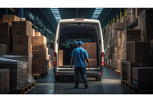 blue box van ai generated, a Transportation Photo by pikepicture