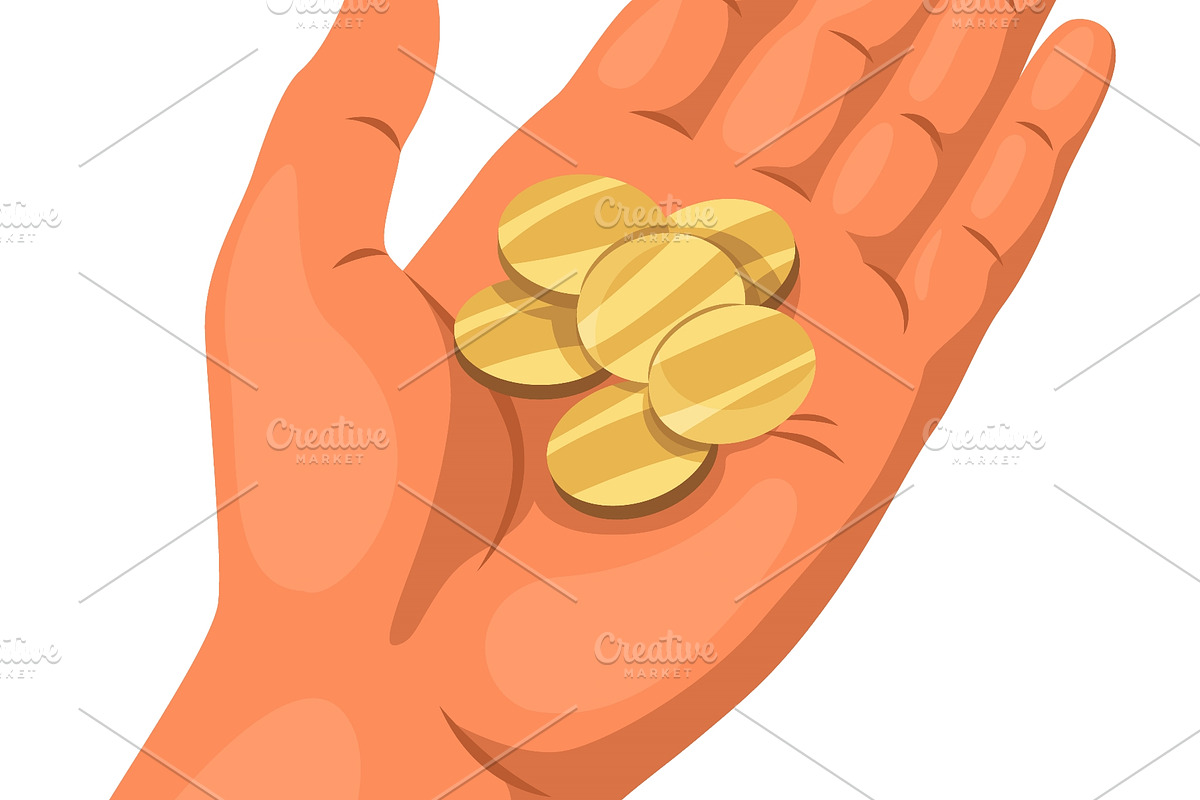 Hand holding gold coins palm, a Finance Illustration by Things for designers (Photo 2 of 3)