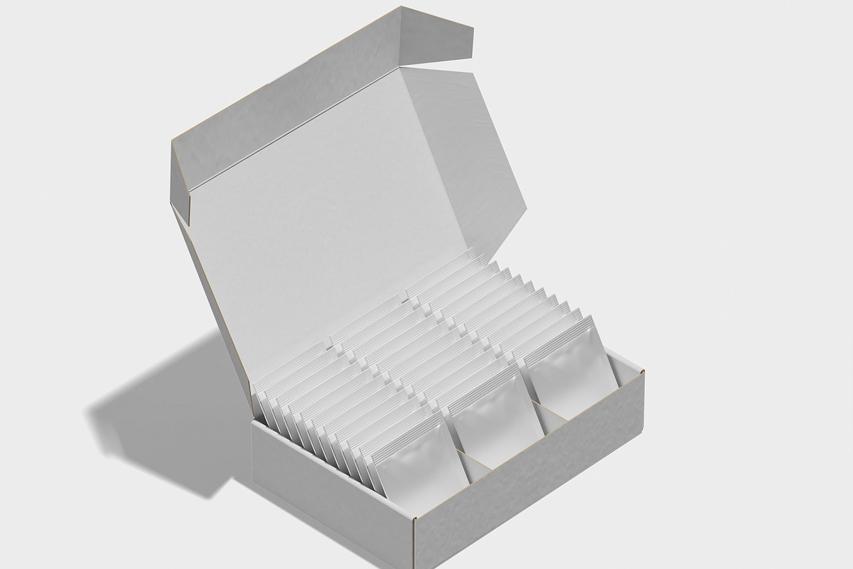 Coffee Sachet with Box Mockup, a Packaging Mockup by Unerispace (Photo 3 of 5)
