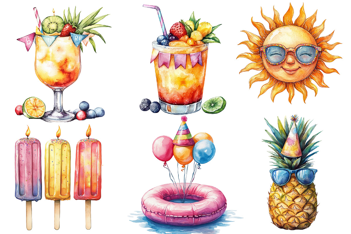 Summer Party Clipart, an Illustration by Designworld (Photo 5 of 6)