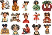Black Girl Christmas Eve Clipart, an Illustration by Designking (Thumbnail 3 of 5)