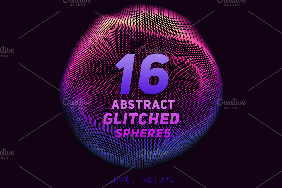 16 Abstract Glitched Spheres, an Object Graphic by GarryKillian (Photo 1 of 17)
