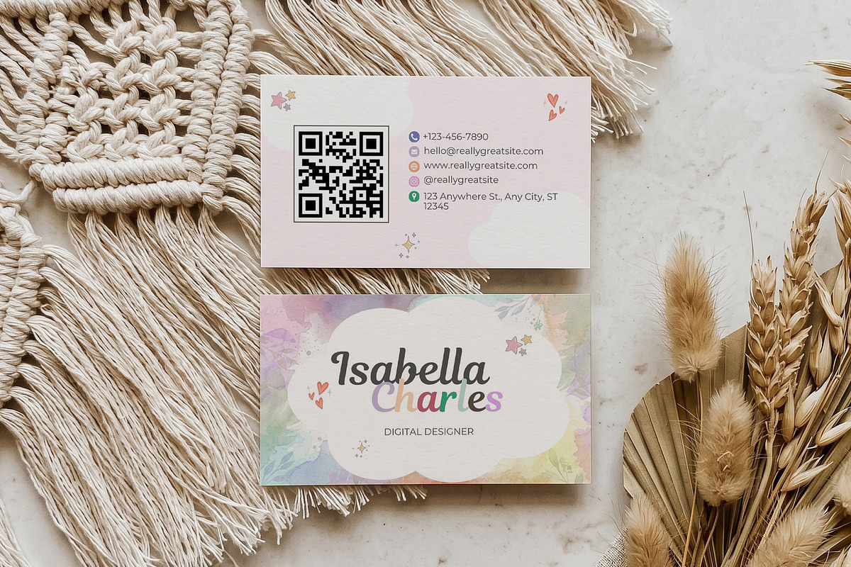 Cute Business Card Canva Template, a Business Card Template by Arslan (Photo 3 of 7)