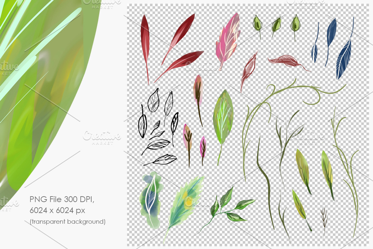 Artistic Leaves Set, a Decorative Illustration by Marina Grau (Photo 2 of 7)