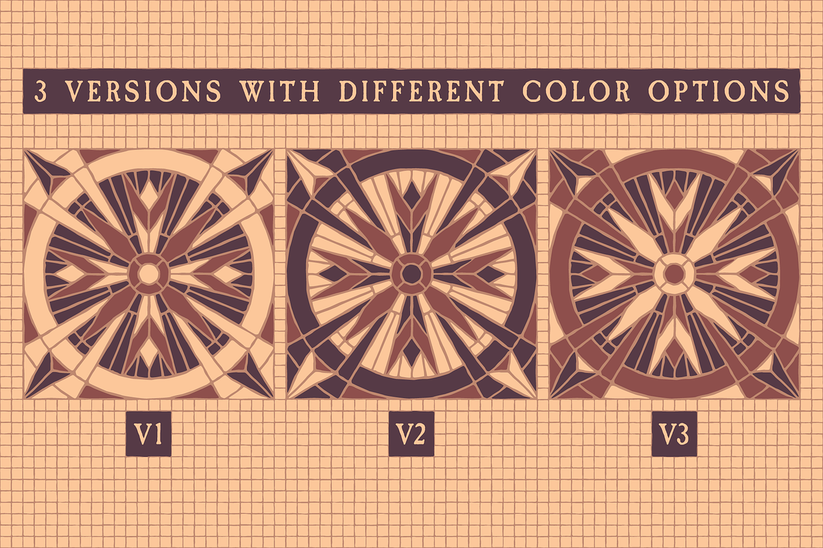 30x3 VINTAGE MOSAIC PATTERNS (BROWN), a Pattern Graphic by 2DFUNS (Photo 2 of 7)