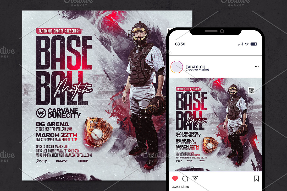 Baseball Match Flyer Template, a Flyer Template by Tarommir (Photo 2 of 3)