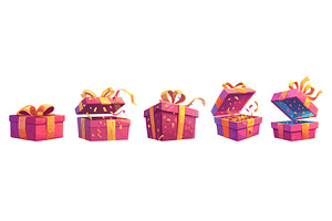 pink gift set. gifts box cartoon, a Texture Illustration by Stock-Smart-Start