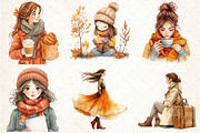 Watercolor Autumn Girl Clipart, an Illustration by Libby Wishes (Thumbnail 5 of 5)