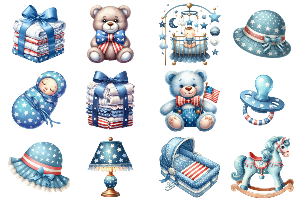 4th of July Blue Baby Nursery PNG, an Illustration by SinaCreation (Photo 2 of 5)