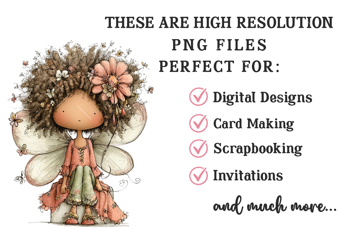 Whimsical Black Afro Fairy Clipart, an Illustration by OK Design (Photo 4 of 6)