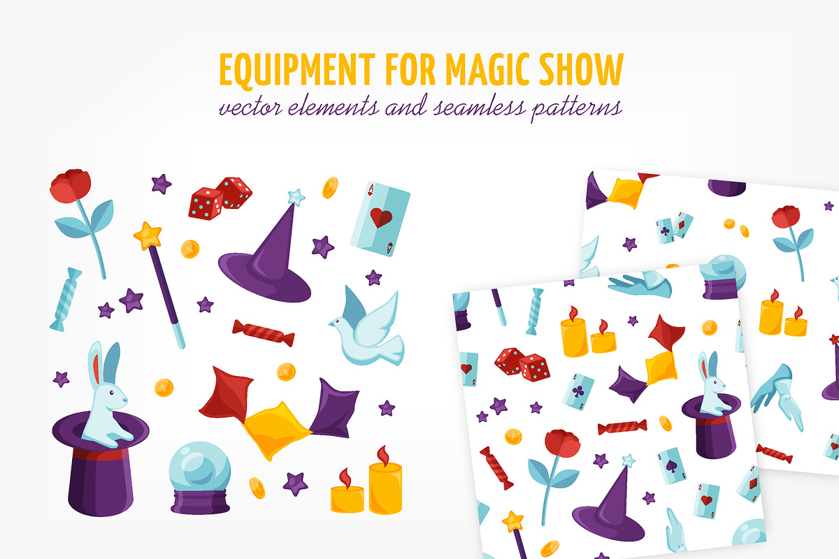 Magic show set, seamless pattern, a Decorative Illustration by Good Studio (Photo 1 of 6)