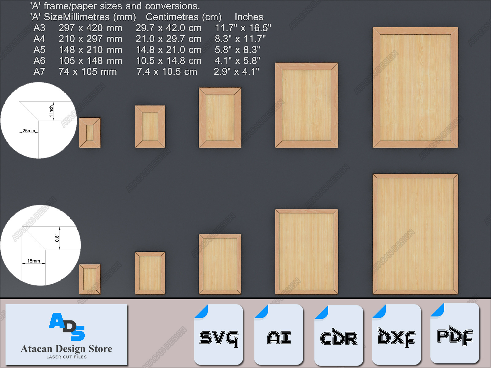 DIY A Sizes Pic Frame Cutting Files, a Graphic by AtacanDigital
