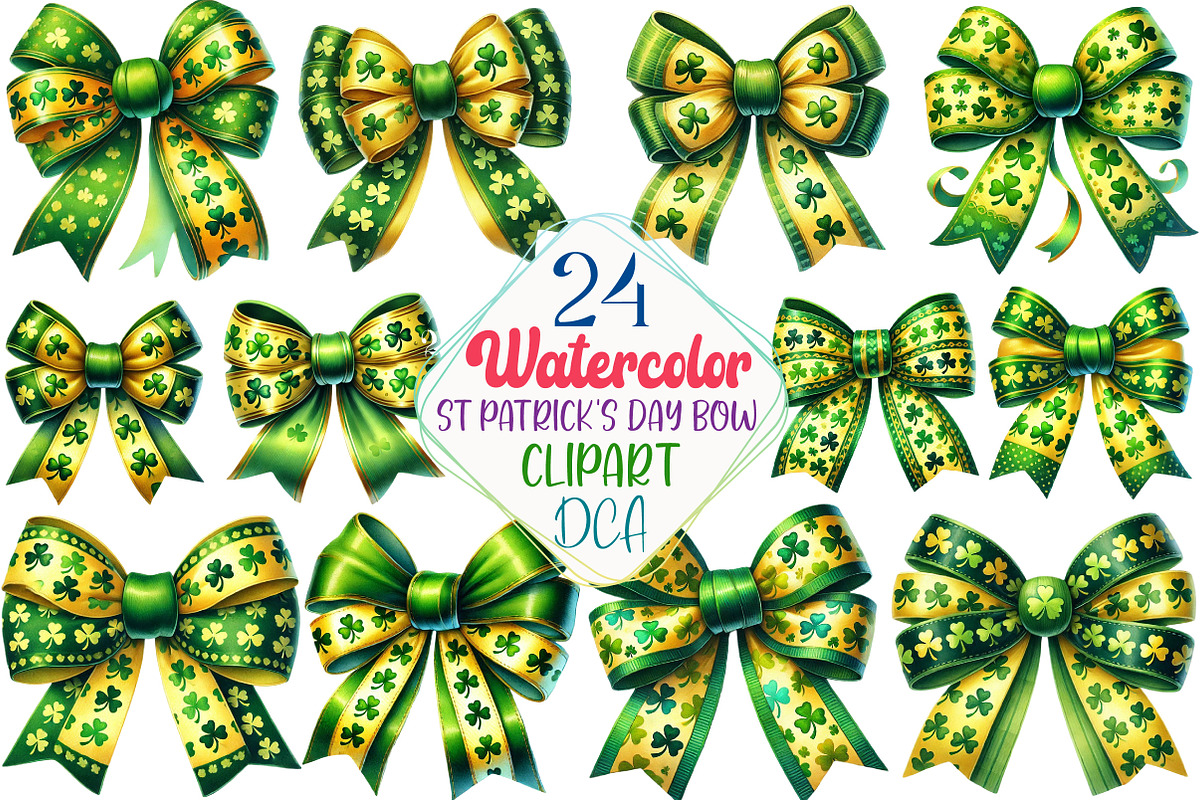 Watercolor St Patrick's Day Bow, an Illustration by DreamCafeArt (Photo 1 of 5)