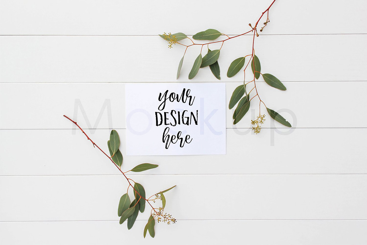 5x7 Stationery Mockup - Eucalyptus 1, a Print Template by ILLONA GRAPHICS (Photo 3 of 5)