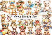 Summer Teddy Bear Clipart, an Illustration by Libby Wishes (Thumbnail 1 of 7)