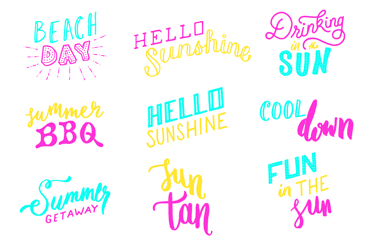 Summer Fun Lettering Pack, a Seasonal Illustration by JoshuaRed Design (Photo 2 of 6)