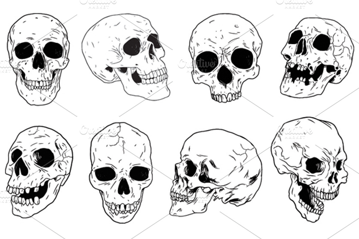 Skulls - Hand Drawn, an Illustration by BusOne (Photo 1 of 2)