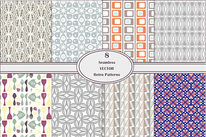 Seamless Vector Retro Pattern Set