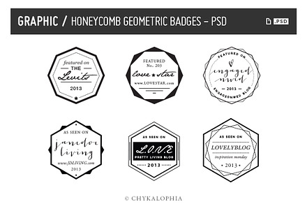 Honeycomb Geometric Badges PSD