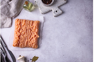 Raw fresh uncooked minced meat, a Food & Drink Photo by Yulia Furman