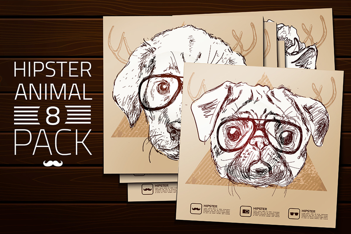 Hipster animals - set 2, an Animal Illustration by iriskana (Photo 1 of 4)