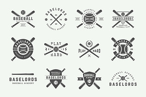 Retro Baseball Emblems And Elements.