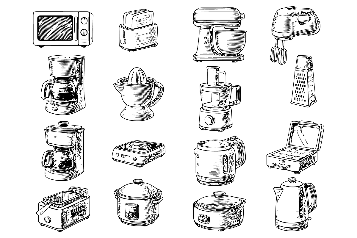 Vintage Kitchen Appliance Set, an Object Graphic by RT Studio (Photo 2 of 4)