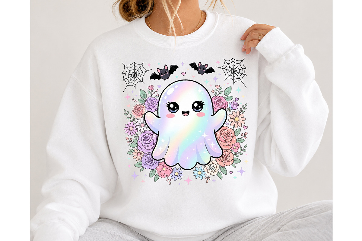 Cute Rainbow Ghost Halloween PNG, an Object Illustration by DreamCafeArt (Photo 4 of 7)