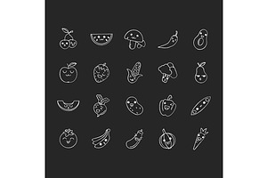 Vegetables And Fruits Characters Set