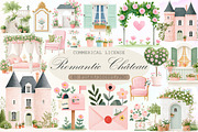 Romantic Château Watercolor Clipart, an Illustration by Sublimation Artist (Thumbnail 1 of 6)