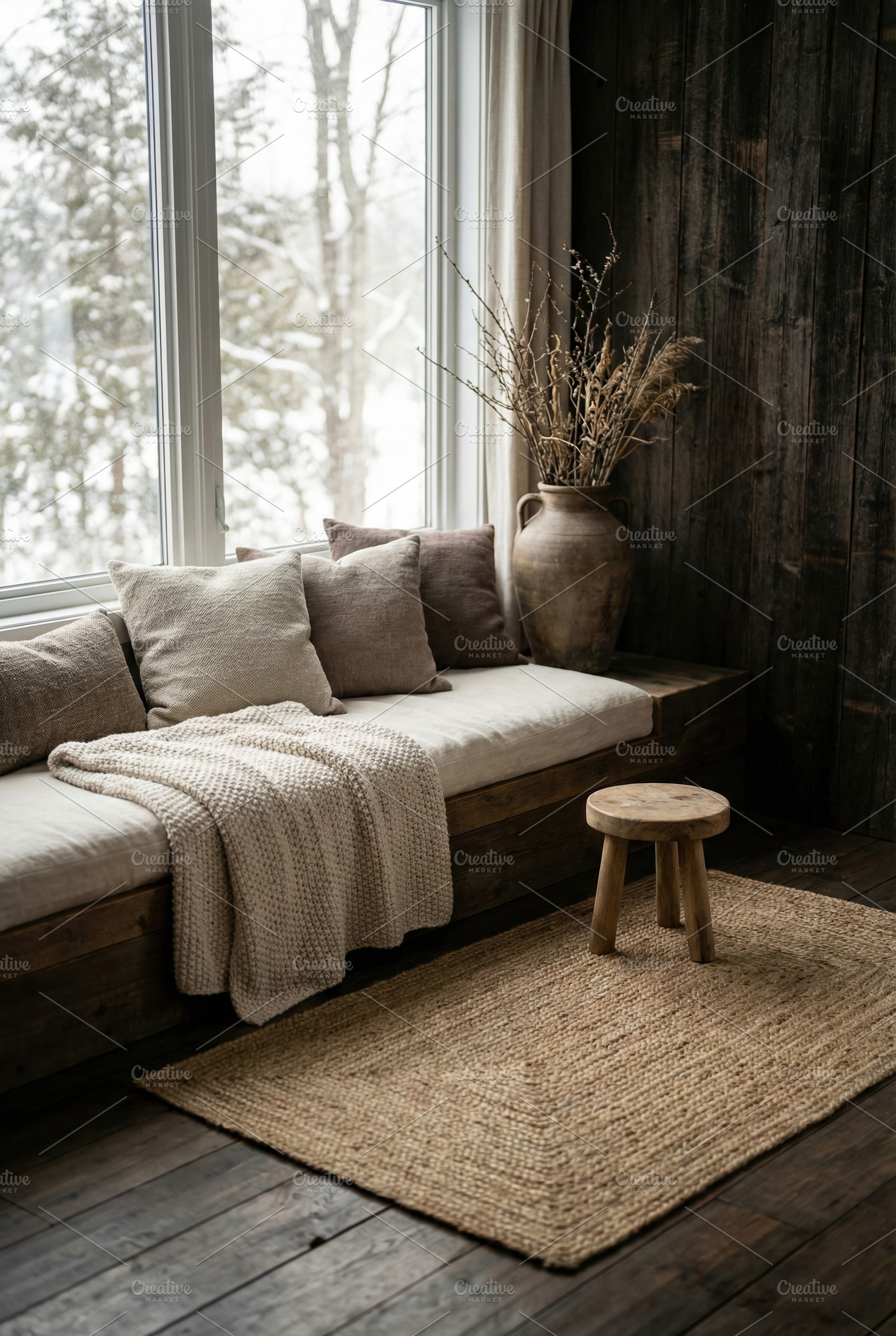 Cozy Winter Window Rustic Seat, an Architecture Photo by Virgo Studio