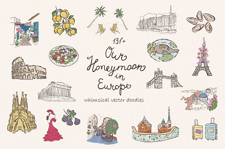 Our Honeymoon in Europe. Doodles., an Object Illustration by Designwork