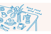 Breakfast & picnic food backgrounds, a Food Illustration by Good Studio (Thumbnail 3 of 3)