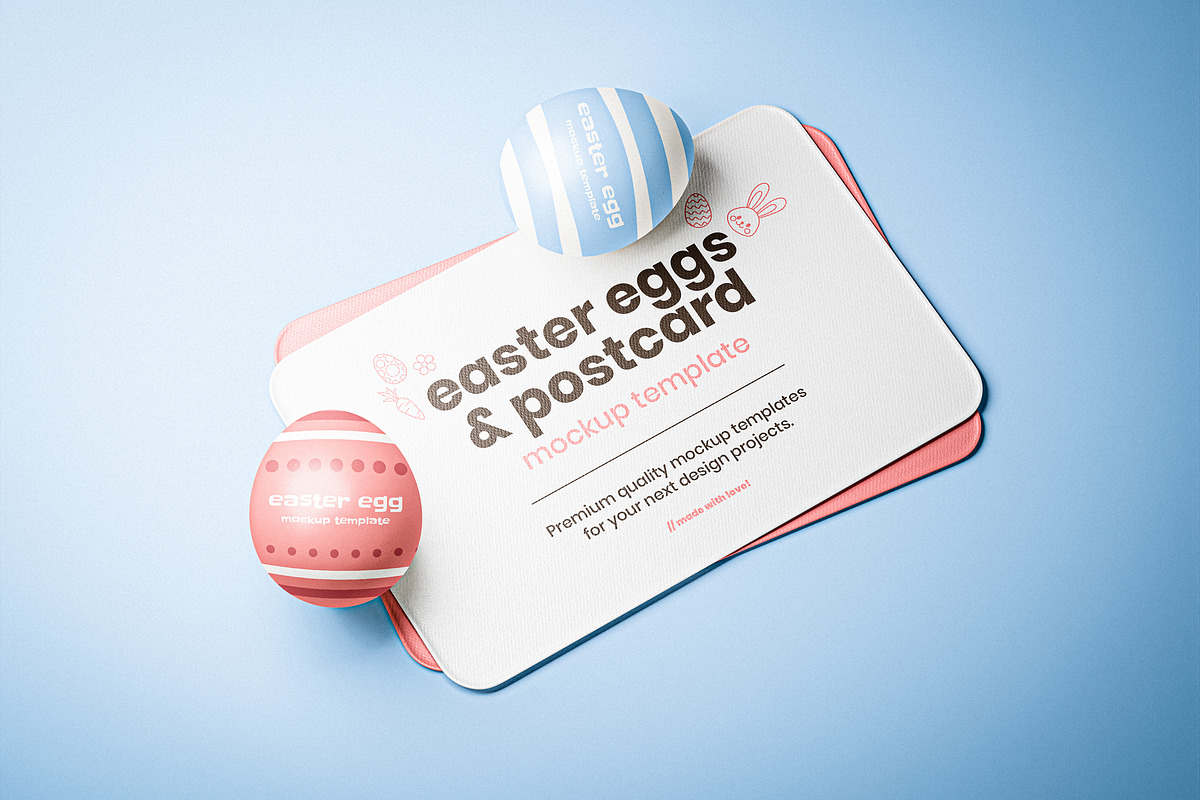 Easter Eggs and Postcard Mockup, a Design Template by Designer Dude