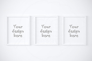 Set of three white frames mockup
