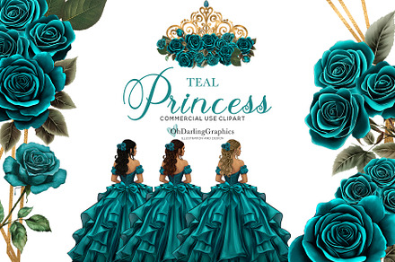 Sage Princess Dress Quinceaera, an Illustration by Oh Darling Graphics
