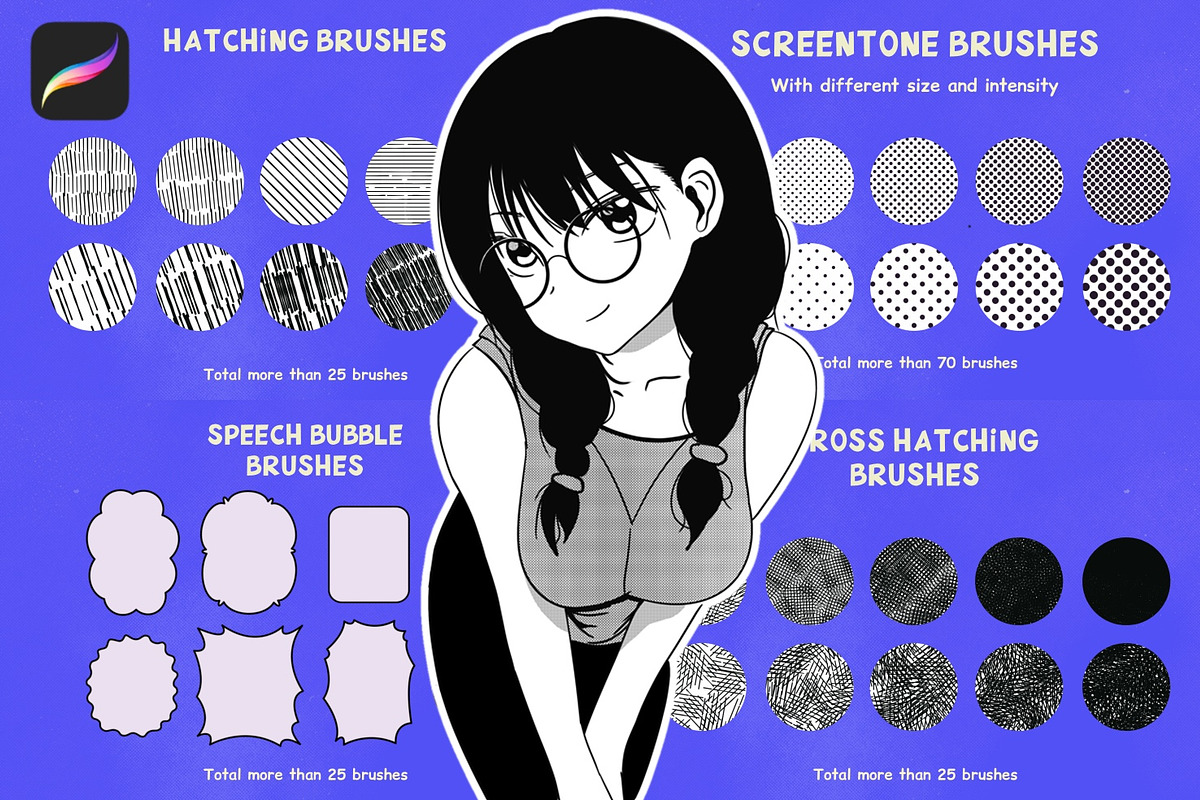 Procreate Manga Megapack Free Update, a Brush Add-On by Vectorheroes (Photo 1 of 6)