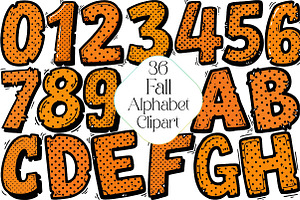 Fall Alphabet Sublimation Clipart, an Illustration by DreamPrint404