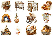 Boho Nursery Baby Clipart Bundle, an Illustration by Designworld (Thumbnail 3 of 5)