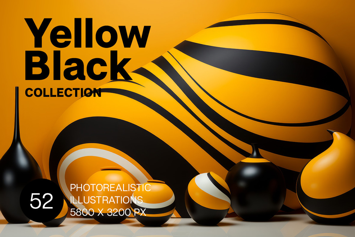 Yellow and Black World - 52 images, a Decorative Illustration by Handmadefont (Photo 1 of 13)
