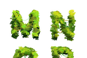 Vines And Bushes Font On White