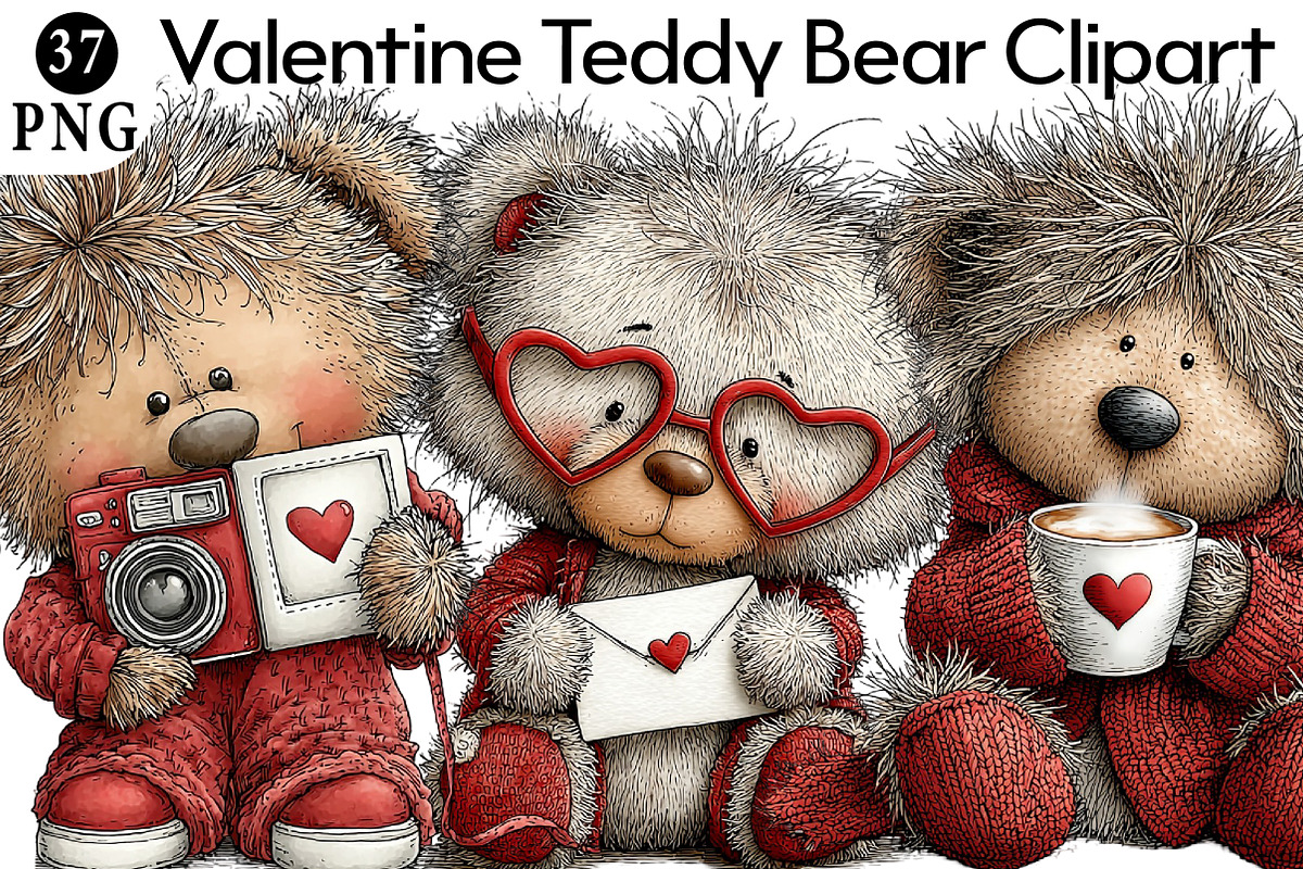 Valentine Teddy Bear Set, an Illustration by Daily.Designs (Photo 1 of 8)