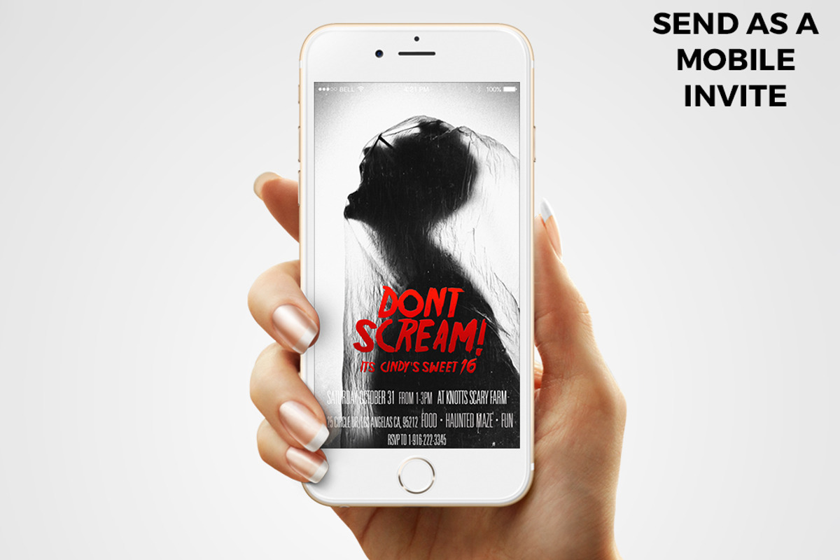 Dont Scream Horror invitation, an Invitation Template by 1208designs (Photo 3 of 4)