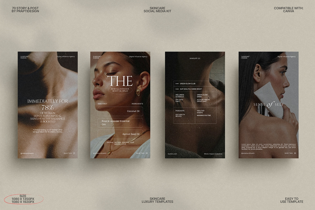 Skincare Canva Story and Post Kit preview 5