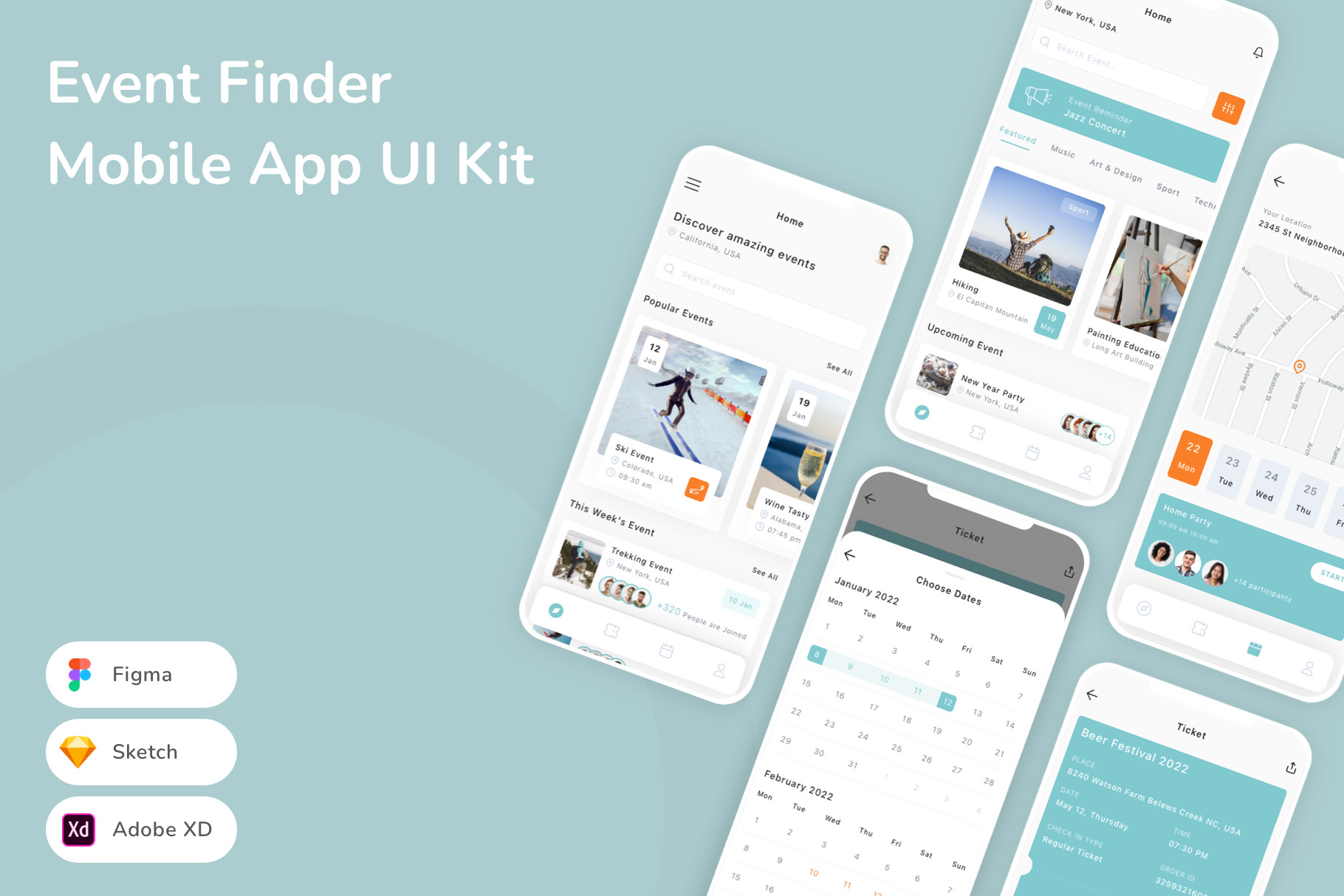 Event Finder Mobile App UI Kit, an UI Kit Template by Betush