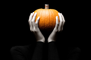 Person holding an orange pumpkin, a Holiday Photo by MistyDay