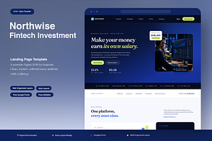 Fintech Investment Landing Page, an UI Kit Template by Pitchlook.Studio