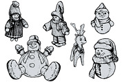 Christmas Puppets - Hand Drawn, an Animal Illustration by BusOne (Thumbnail 1 of 2)