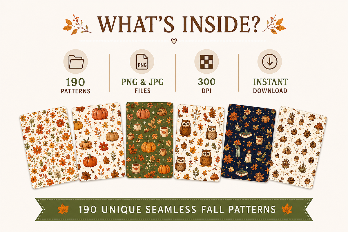 190 Cozy Fall Pattern Bundle, a Pattern Graphic by Daffodil Dream Studio (Photo 2 of 3)