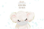 Animals wear mask cliparts, an Animal Illustration by TheHappyGiftArt (Thumbnail 6 of 6)